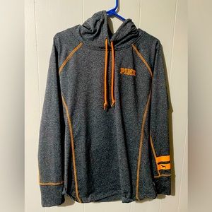 Victoria’s Secret pink spandex long sleeve workout shirt. Size L. Gray & Orange